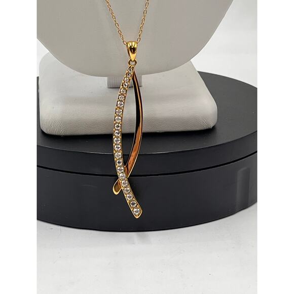 Touchstone Crystal by Swarovski Gold Plated Chain and Crystal Why Not Pendant - Picture 10 of 10